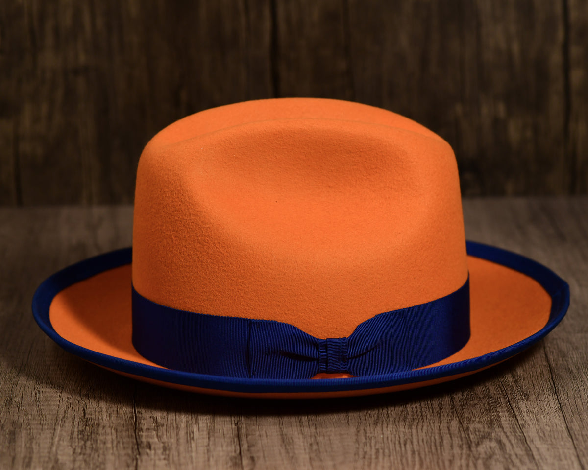 Orange 5 inch Rabbit Fur Fedora