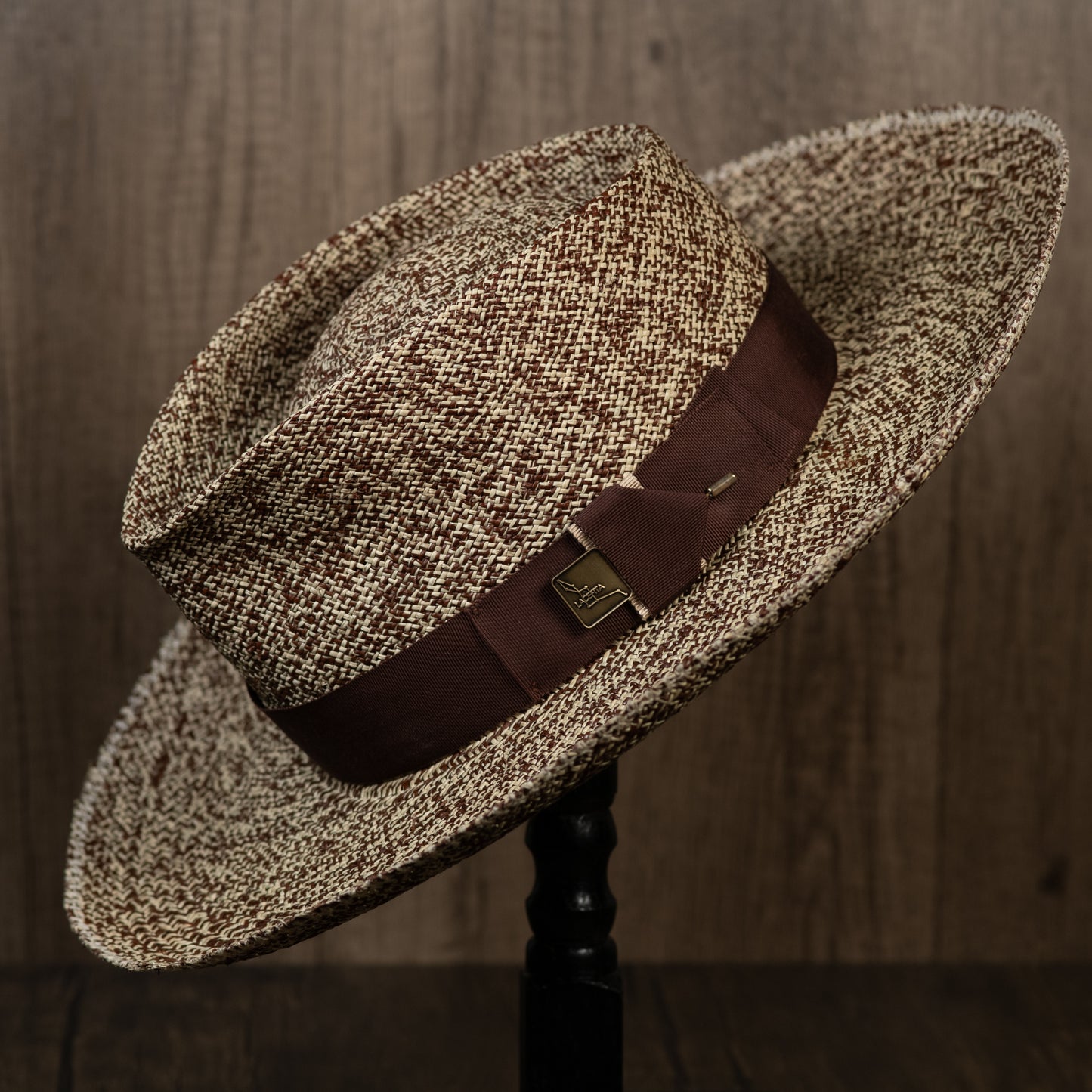 Brown/Natural Wide Brim Panama Fedora