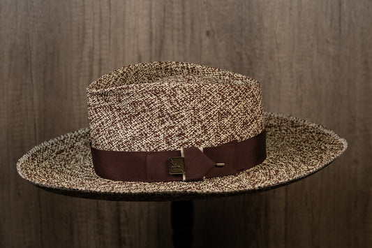 Brown/Natural Wide Brim Panama Fedora