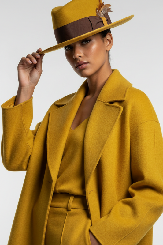 Mustard Rabbit Fur Fedora