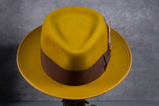 Mustard Rabbit Fur Fedora