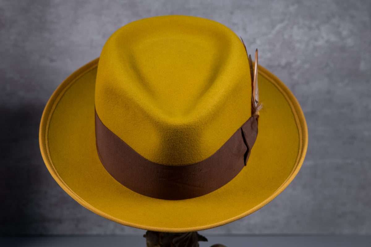 Mustard Teardrop Rabbit Fur Fedora