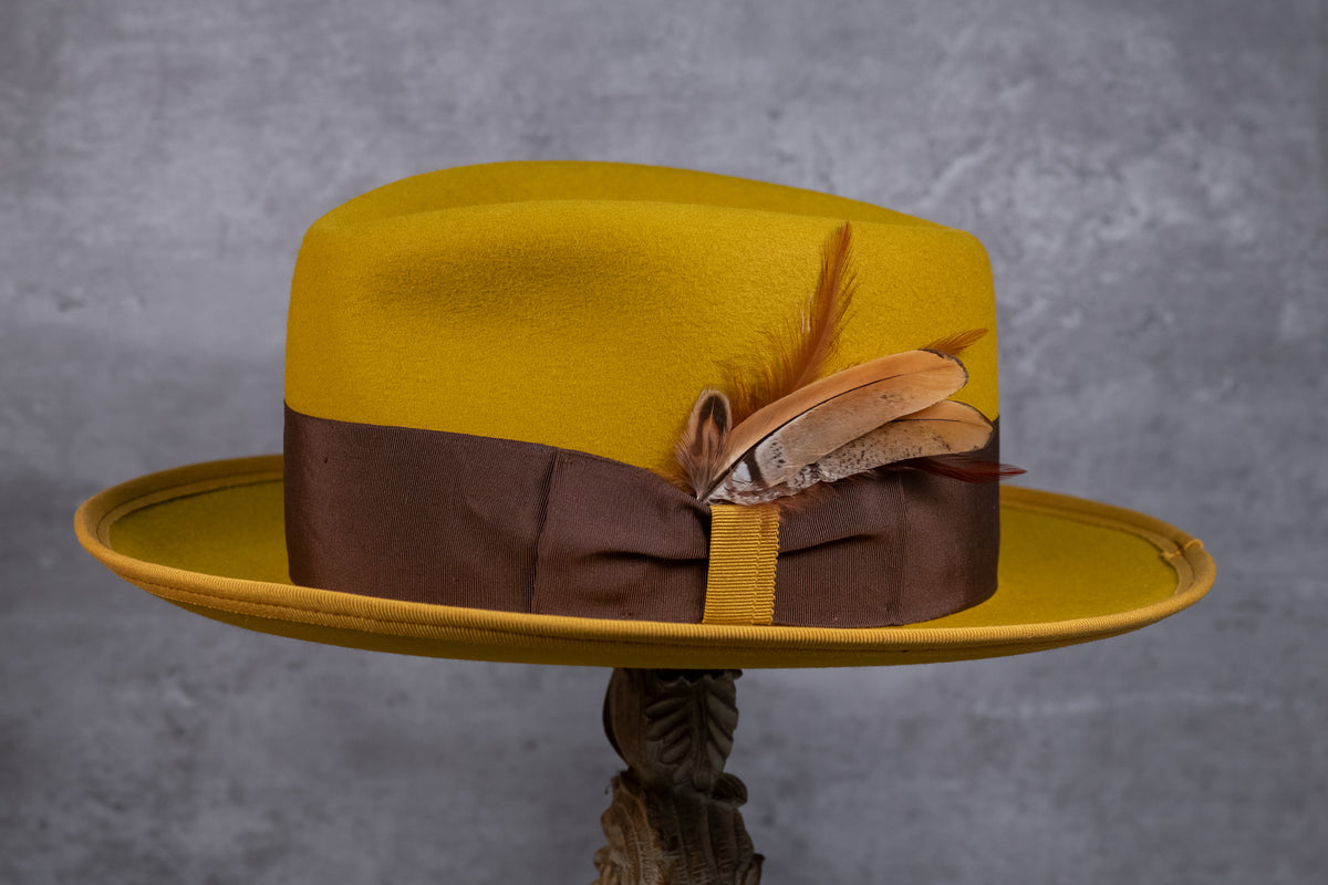 Mustard Teardrop Rabbit Fur Fedora