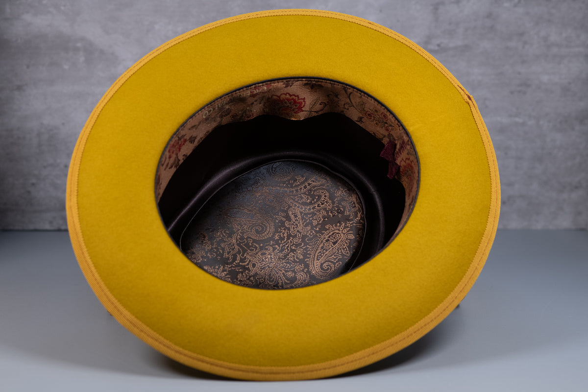 Mustard Teardrop Rabbit Fur Fedora