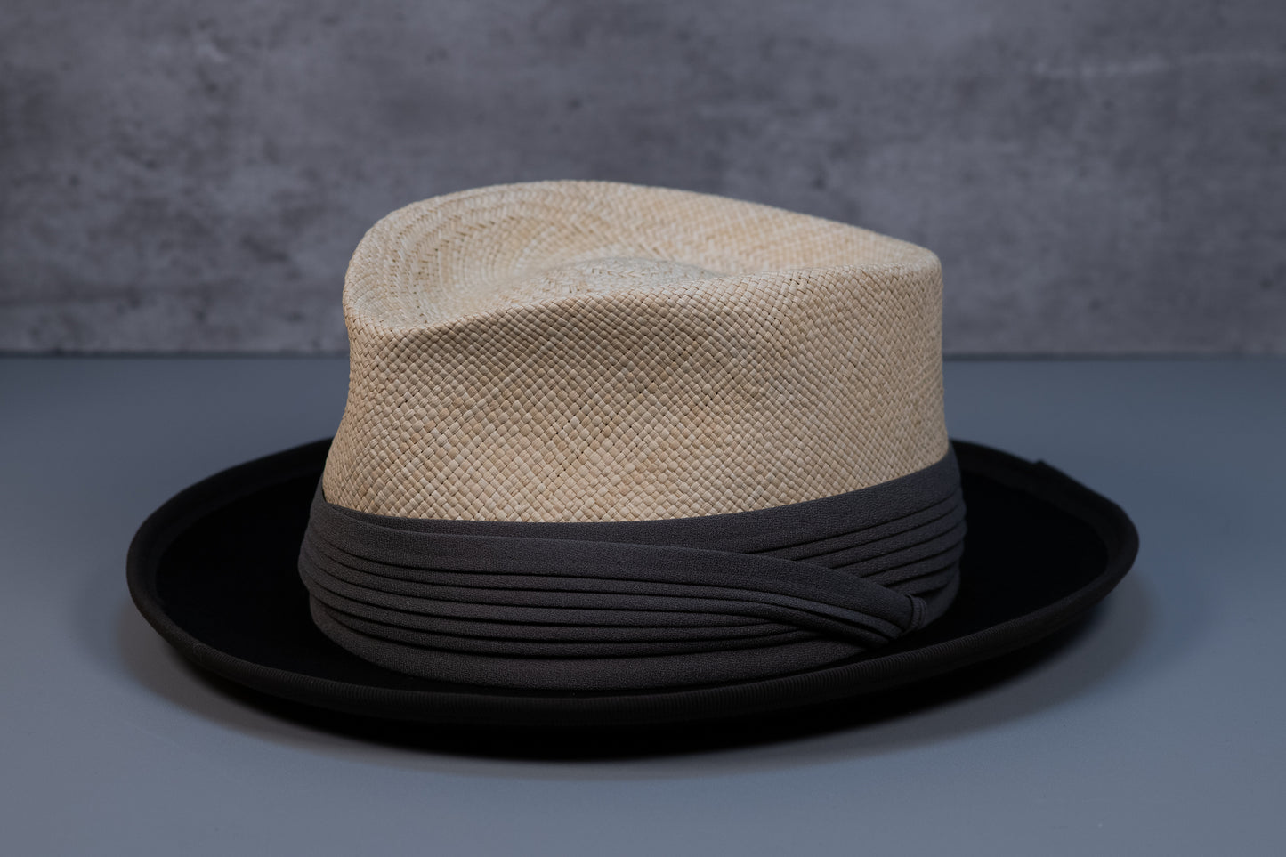 Natural Panama Straw with Black Wool Brim