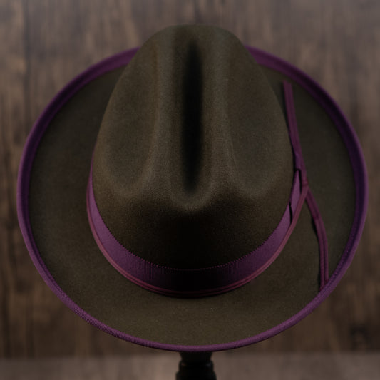 Olive Beaver Fur Fedora