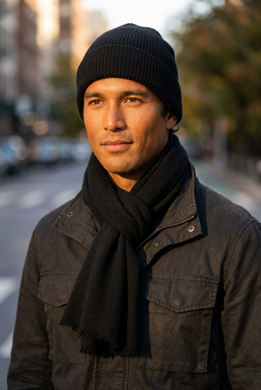 Nepali Handmade Cashmere Scarf - Black