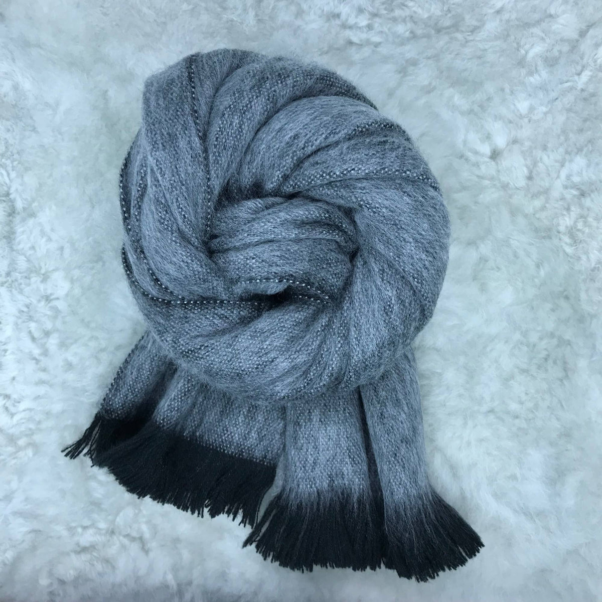 Smokey Grey Woven Alpaca Scarf