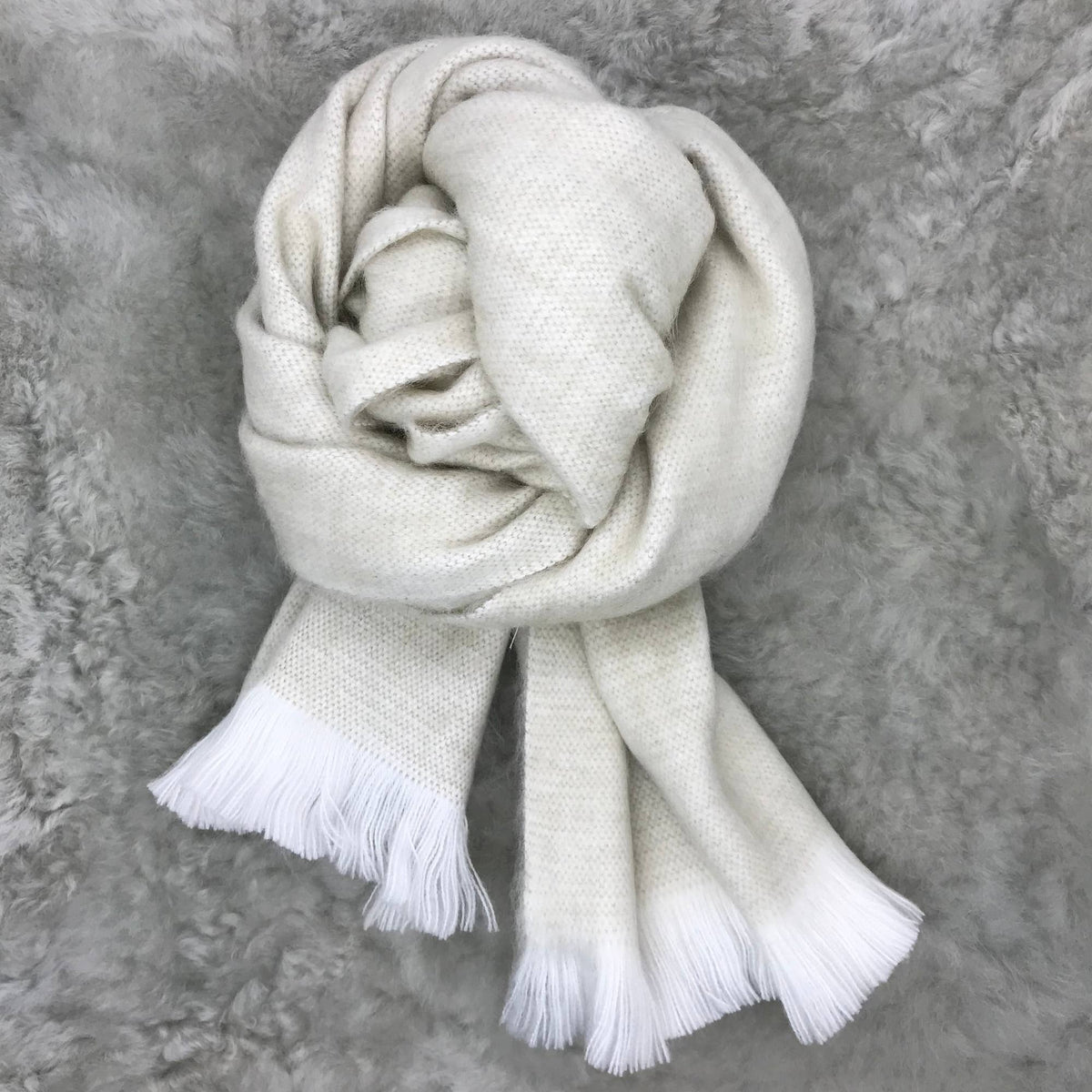 Sweet Cream Woven Alpaca Scarf