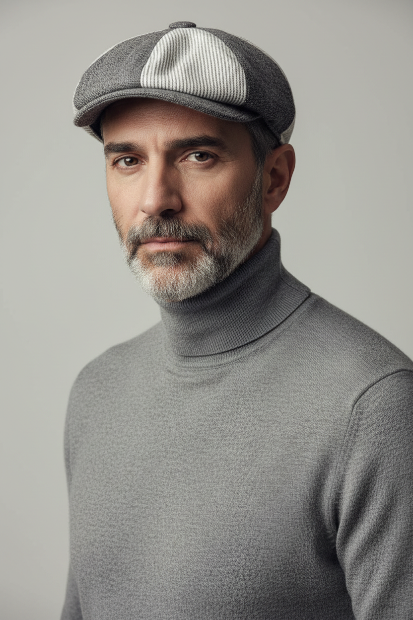 Grey Patch Work Newsboy Cap by Epoch Hat Co