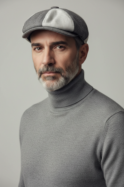 Grey Patch Work Newsboy Cap by Epoch Hat Co