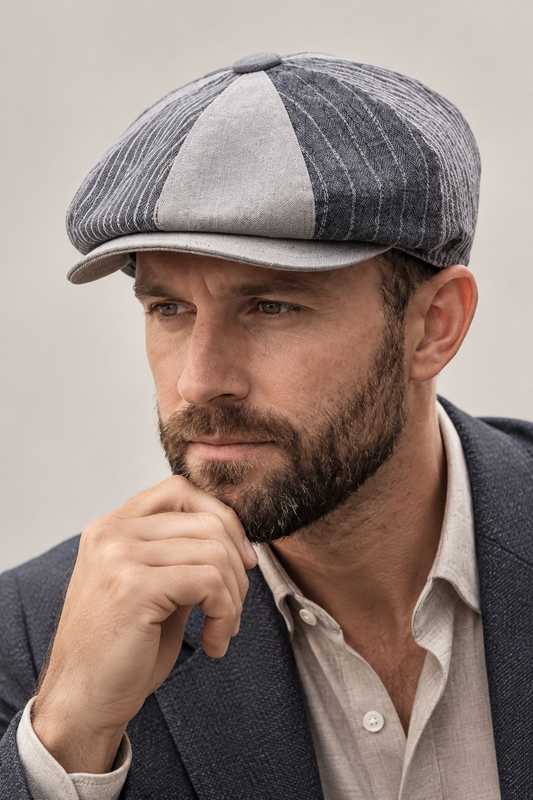 Grey Patch Work Newsboy Cap by Epoch Hat Co