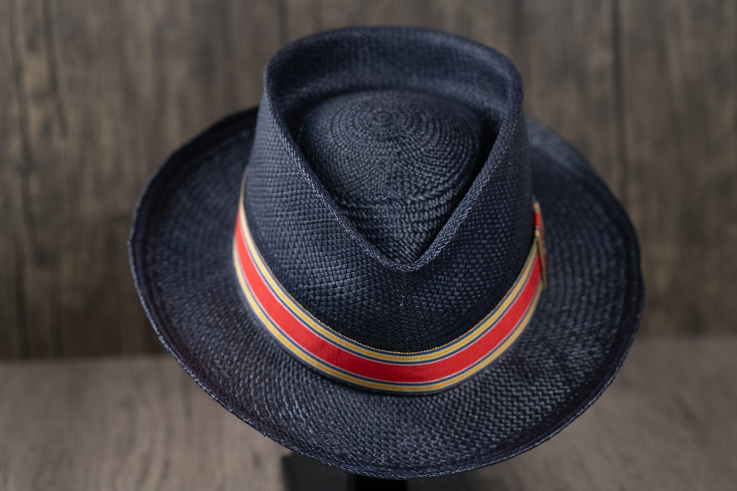 Navy Panama Straw Fedora