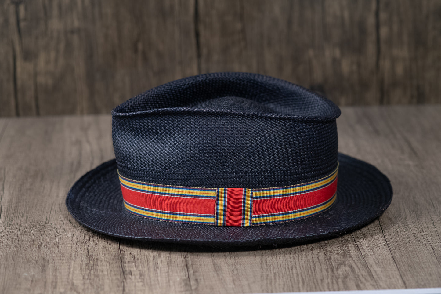 Navy Panama Straw Fedora