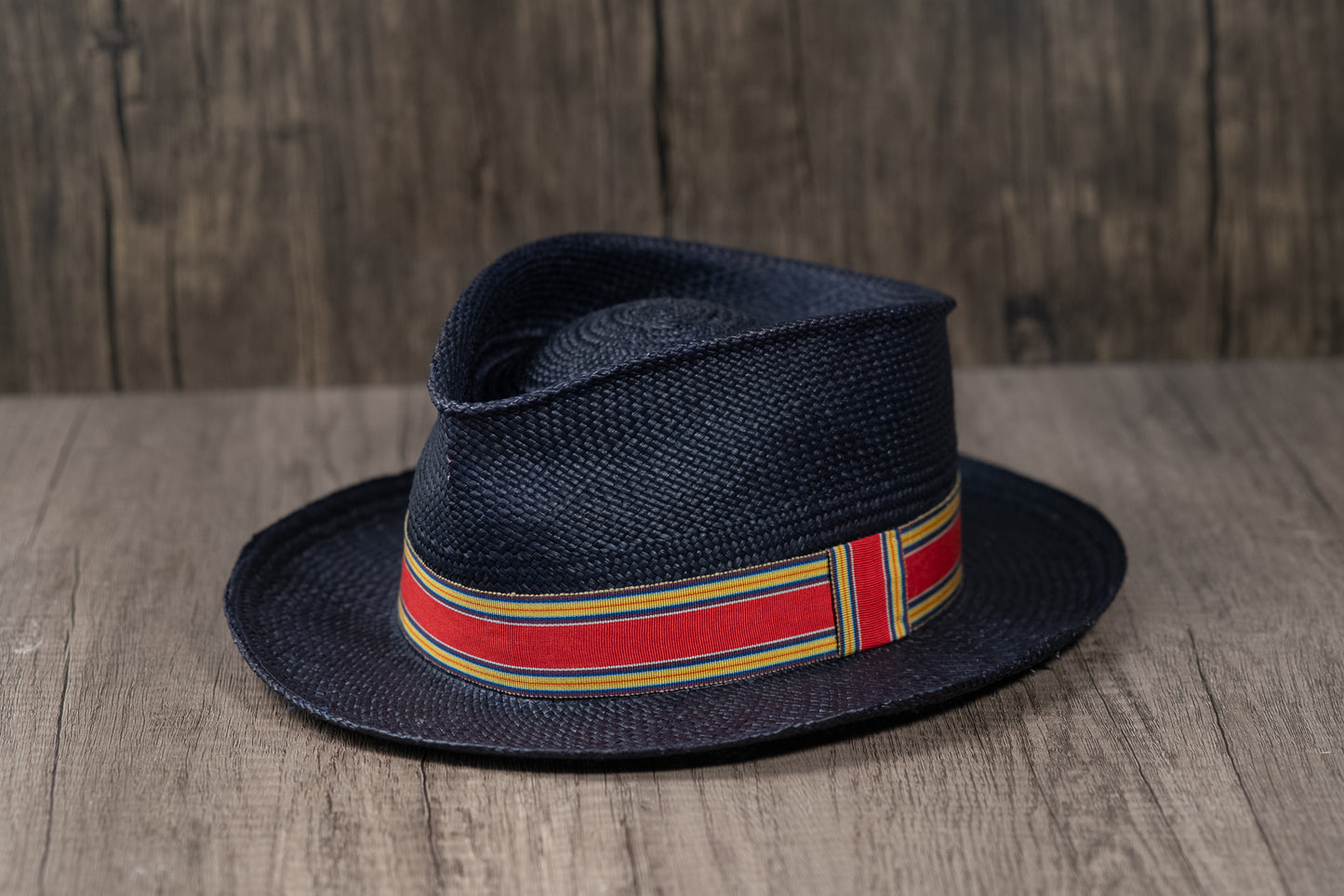 Navy Panama Straw Fedora