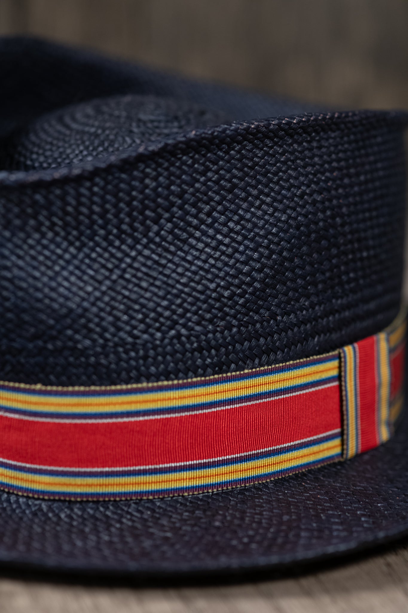 Navy Panama Straw Fedora