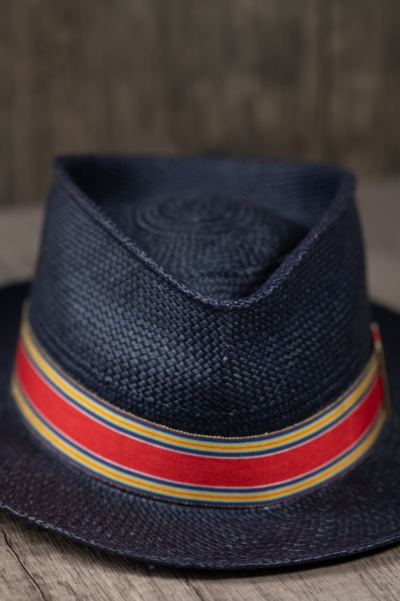 Navy Panama Straw Fedora