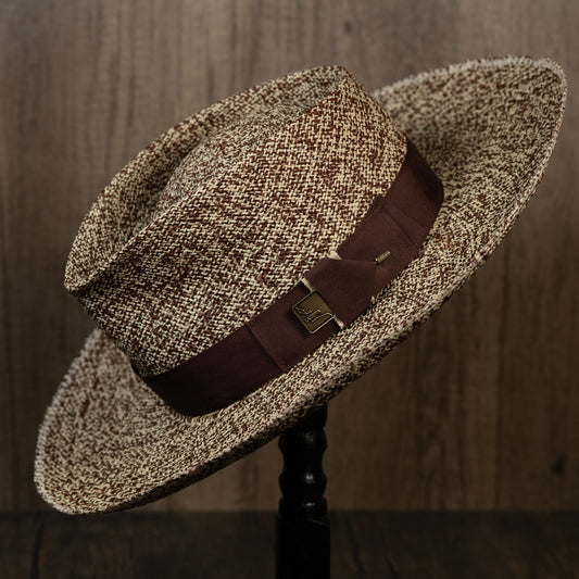 Brown/Natural Wide Brim Panama Fedora