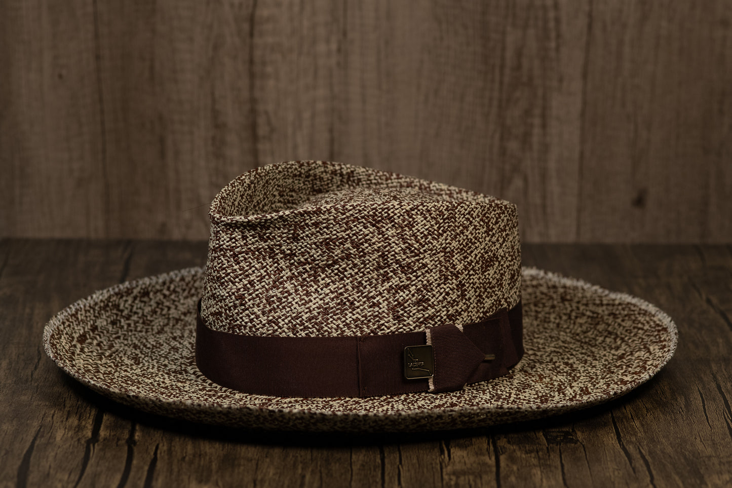 Brown/Natural Wide Brim Panama Fedora