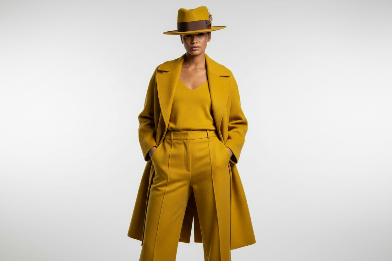 Mustard Rabbit Fur Fedora
