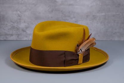 Mustard Rabbit Fur Fedora
