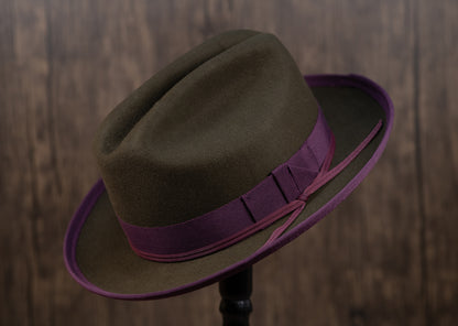 Olive Beaver Fur Fedora