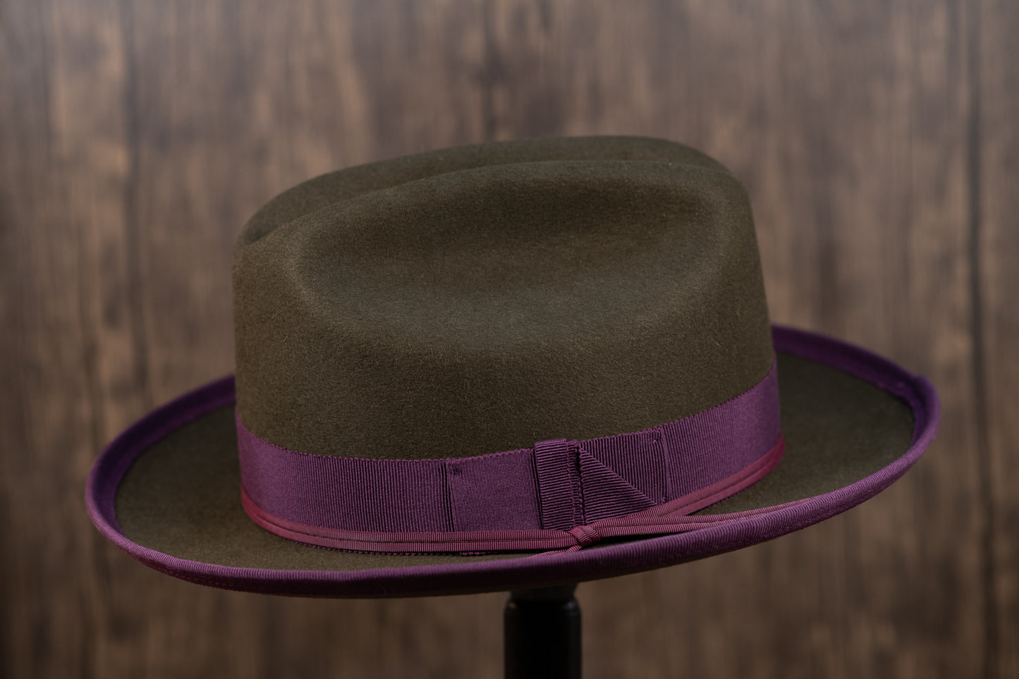 Olive Beaver Fur Fedora