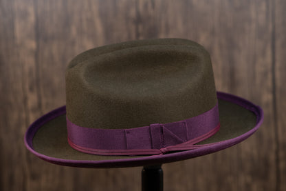 Olive Beaver Fur Fedora