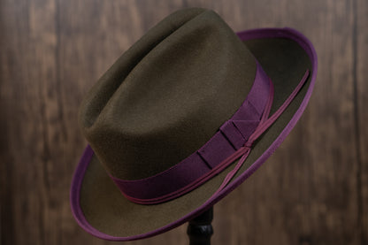 Olive Beaver Fur Fedora