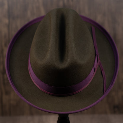 Olive Beaver Fur Fedora