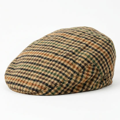 Khaki Brushed Wool Houndstooth Ivy Cap