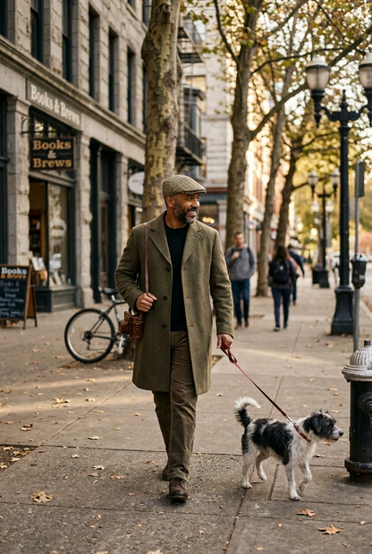 Khaki Brushed Wool Houndstooth Ivy Cap
