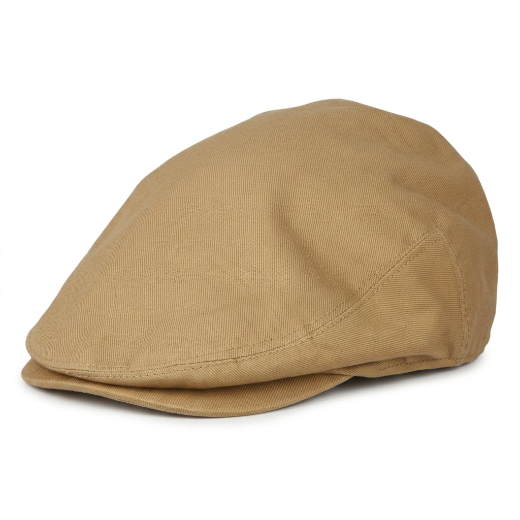 Khaki flat cap on a white background