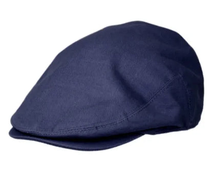 Navy blue flat cap on a white background