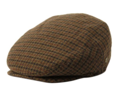 Brown Brushed Wool Houndstooth Ivy Cap
