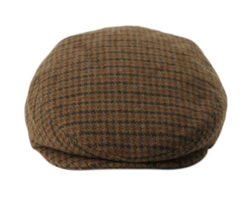 Brown Brushed Wool Houndstooth Ivy Cap