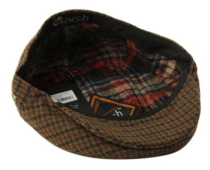 Brown Brushed Wool Houndstooth Ivy Cap