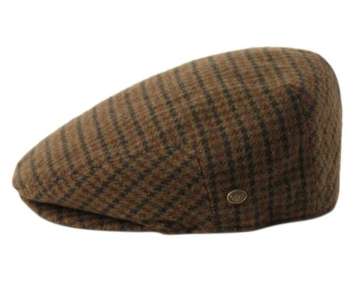 Brown Brushed Wool Houndstooth Ivy Cap