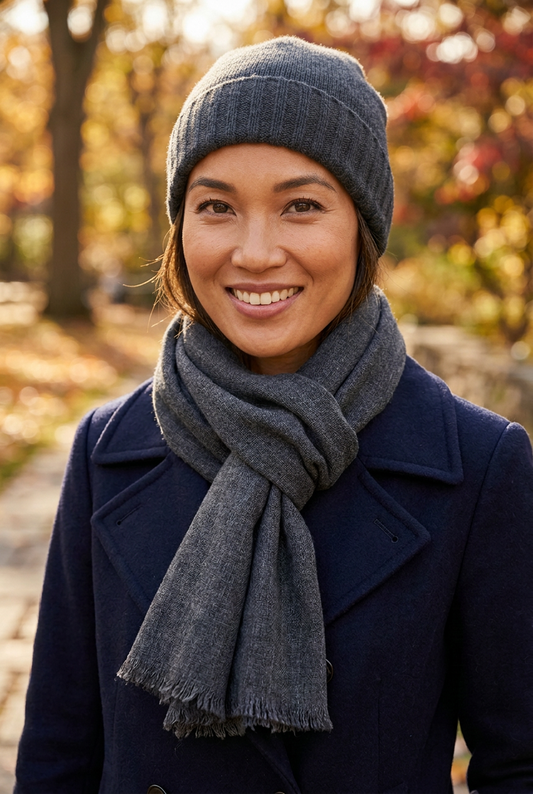 Nepali Handmade Cashmere Scarf -Dark Grey