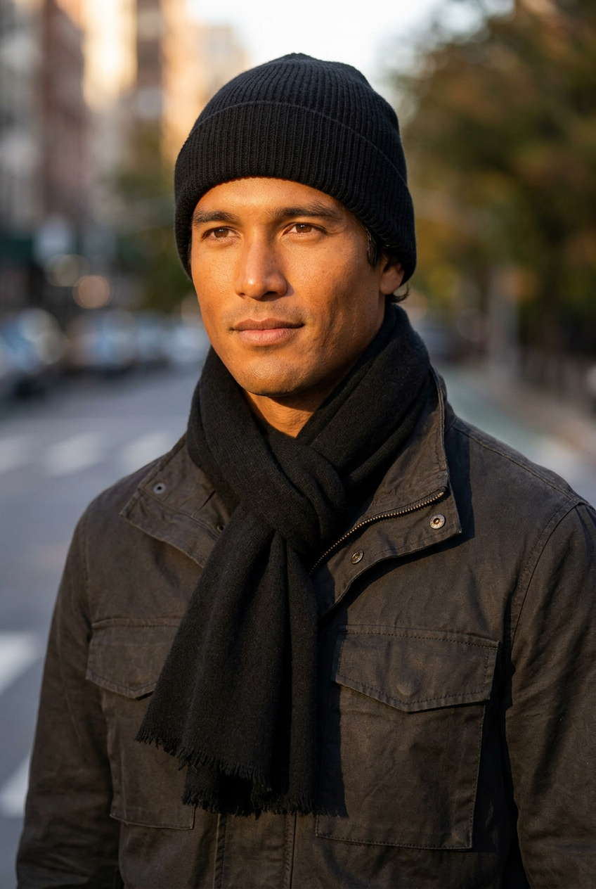 Nepali Handmade Cashmere Scarf - Black