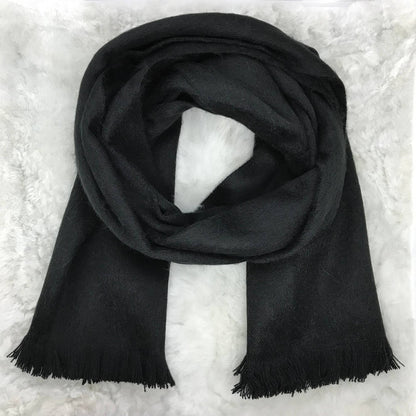 Midnight Black Woven Alpaca Scarf