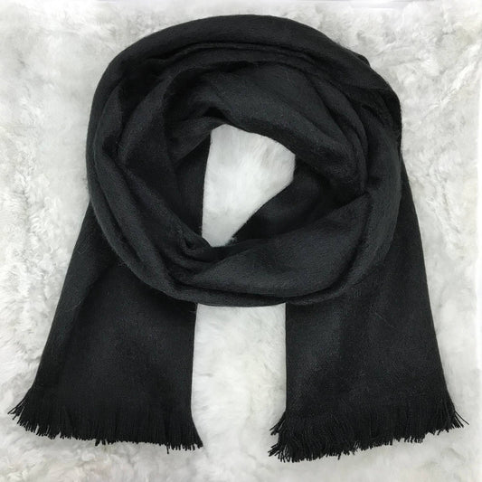 Midnight Black Woven Alpaca Scarf