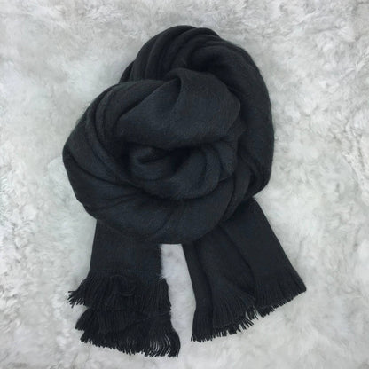 Midnight Black Woven Alpaca Scarf
