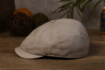 Ecru Baker Boy Cap Solaro Linen & Silk