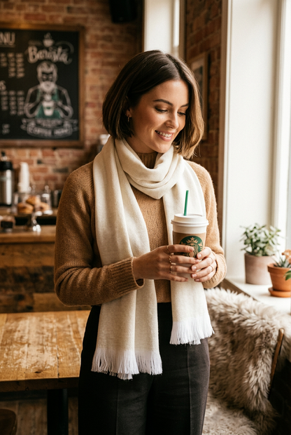 Sweet Cream Woven Alpaca Scarf